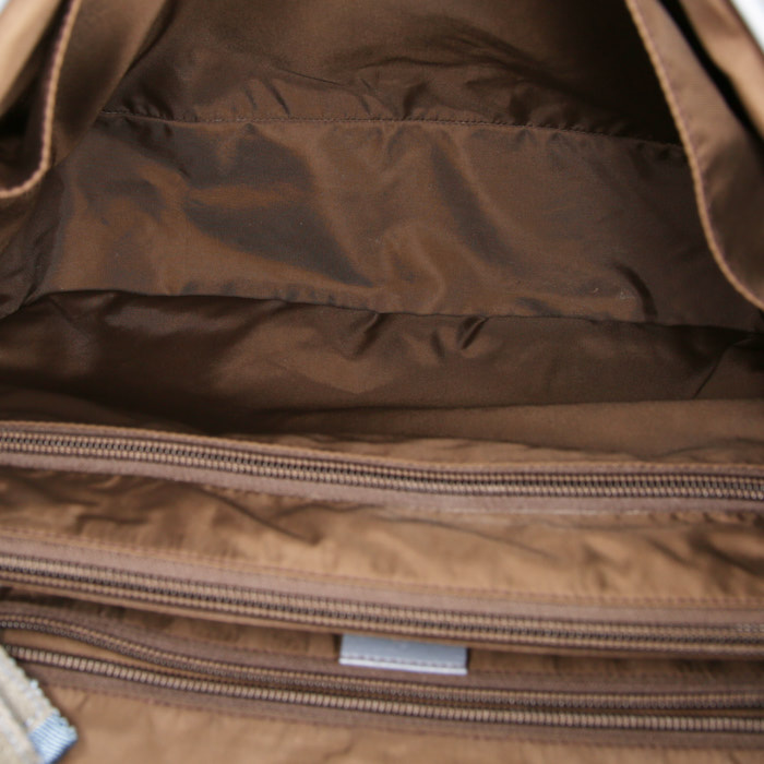 Borsa a tracolla Gucci in tela monogram beige con motivo e pelle blu - Detail D2