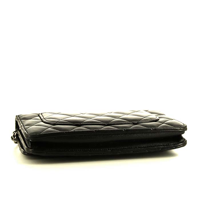 Borsa a tracolla Chanel Wallet on Chain in pelle trapuntata nera - Detail D4