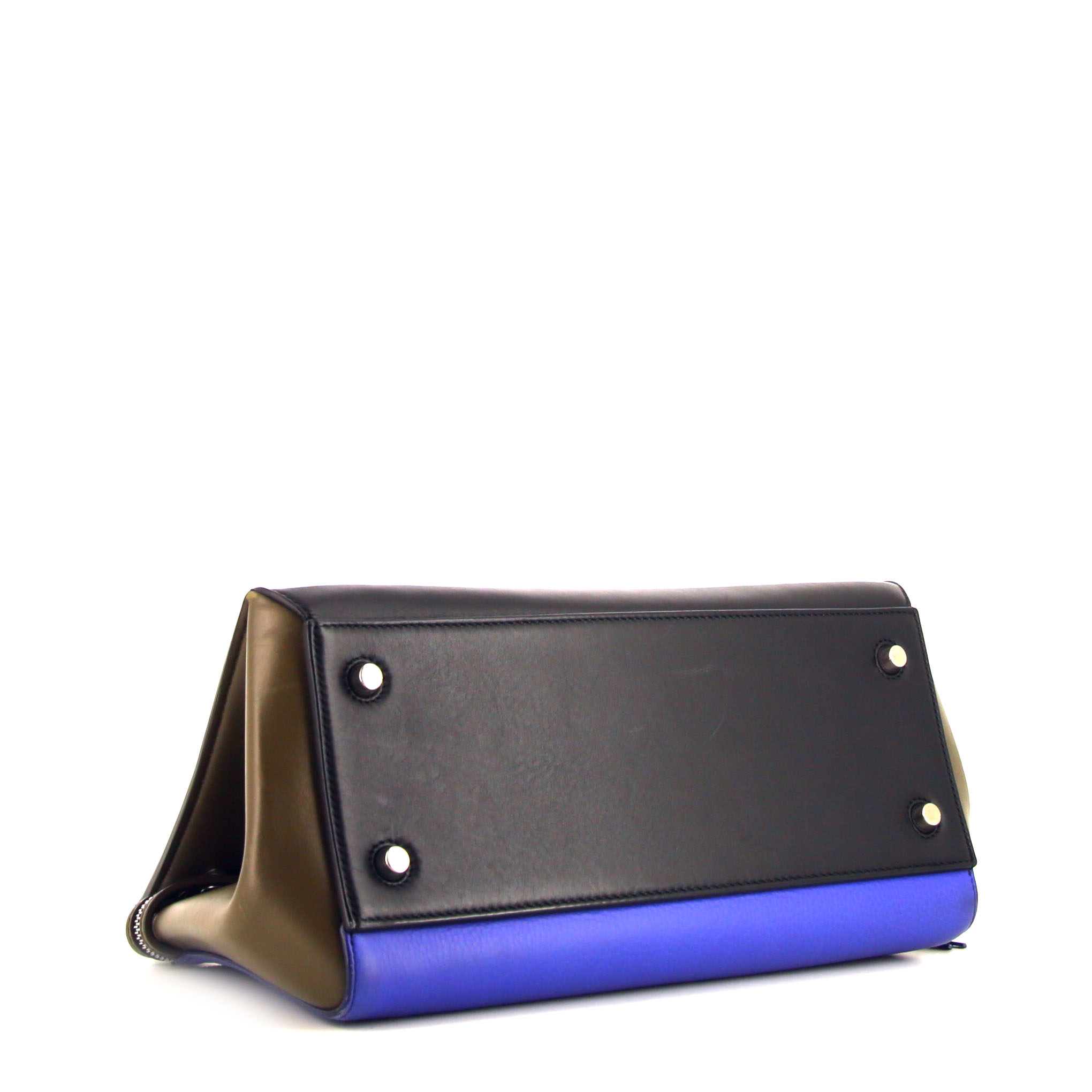 Borsa Celine Edge in pelle nera blu e color talpa - Detail D4