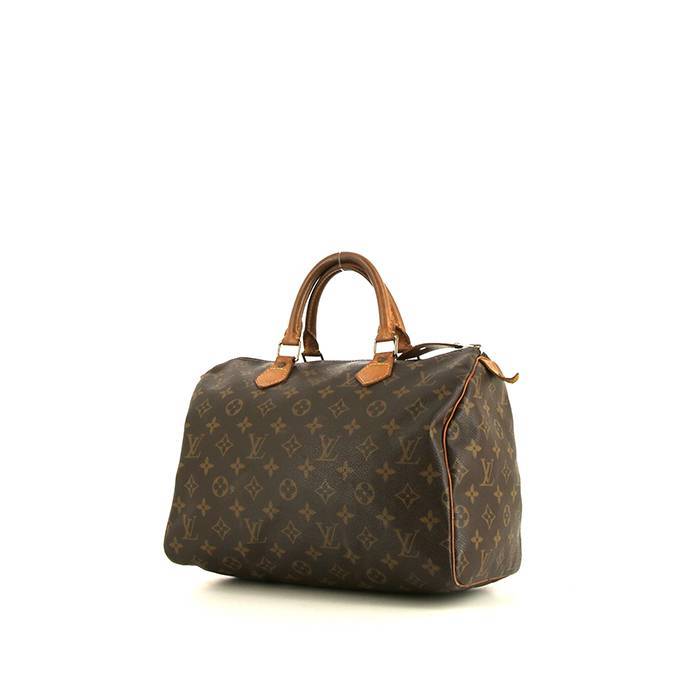 Bolso de mano Louis Vuitton Speedy 30 en lona Monogram marrón y cuero natural - 00pp