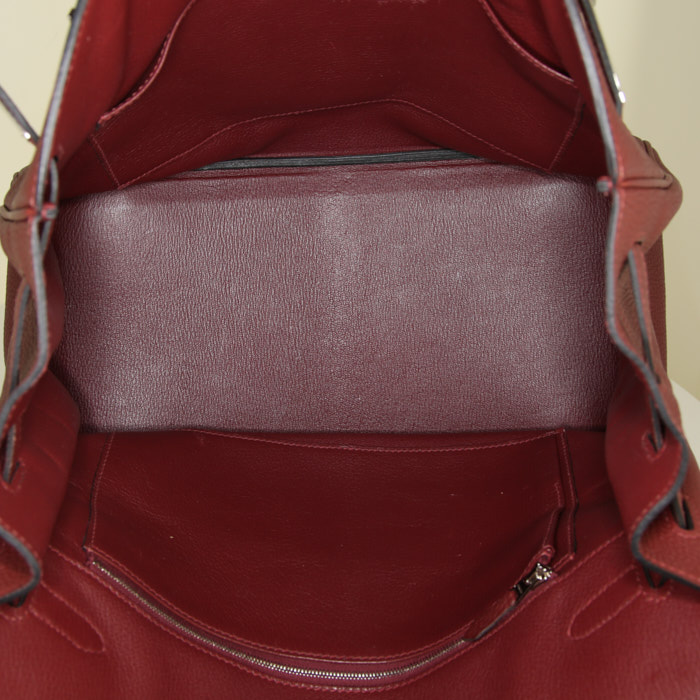 Hermes Birkin 35 cm handbag in burgundy togo leather - Detail D2