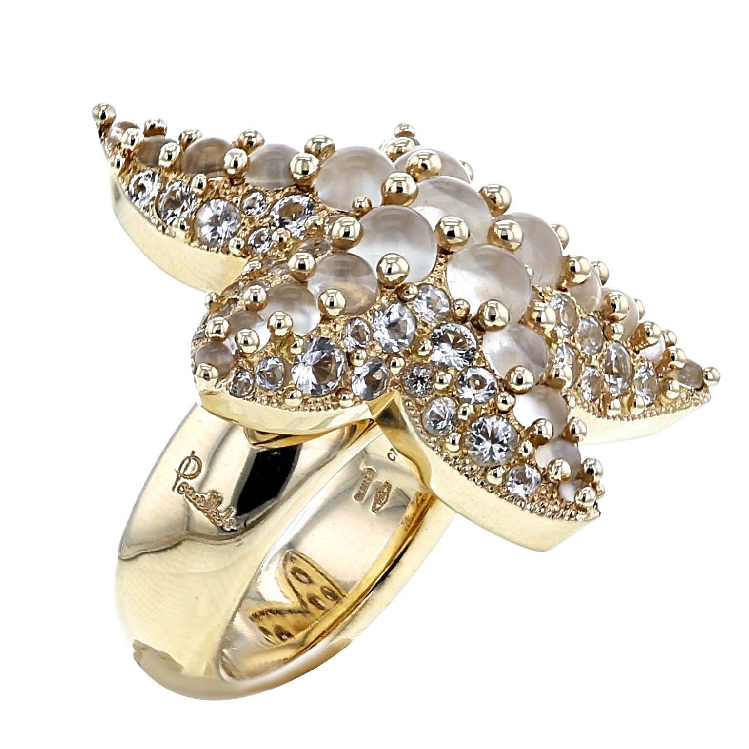 Pomellato Sirène ring in yellow gold, moonstone and topaz - Detail D4