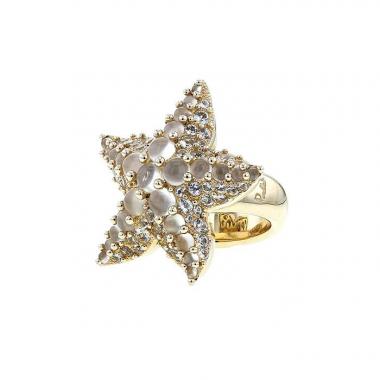 Pomellato Sirène ring in yellow gold,  moonstone and topaz