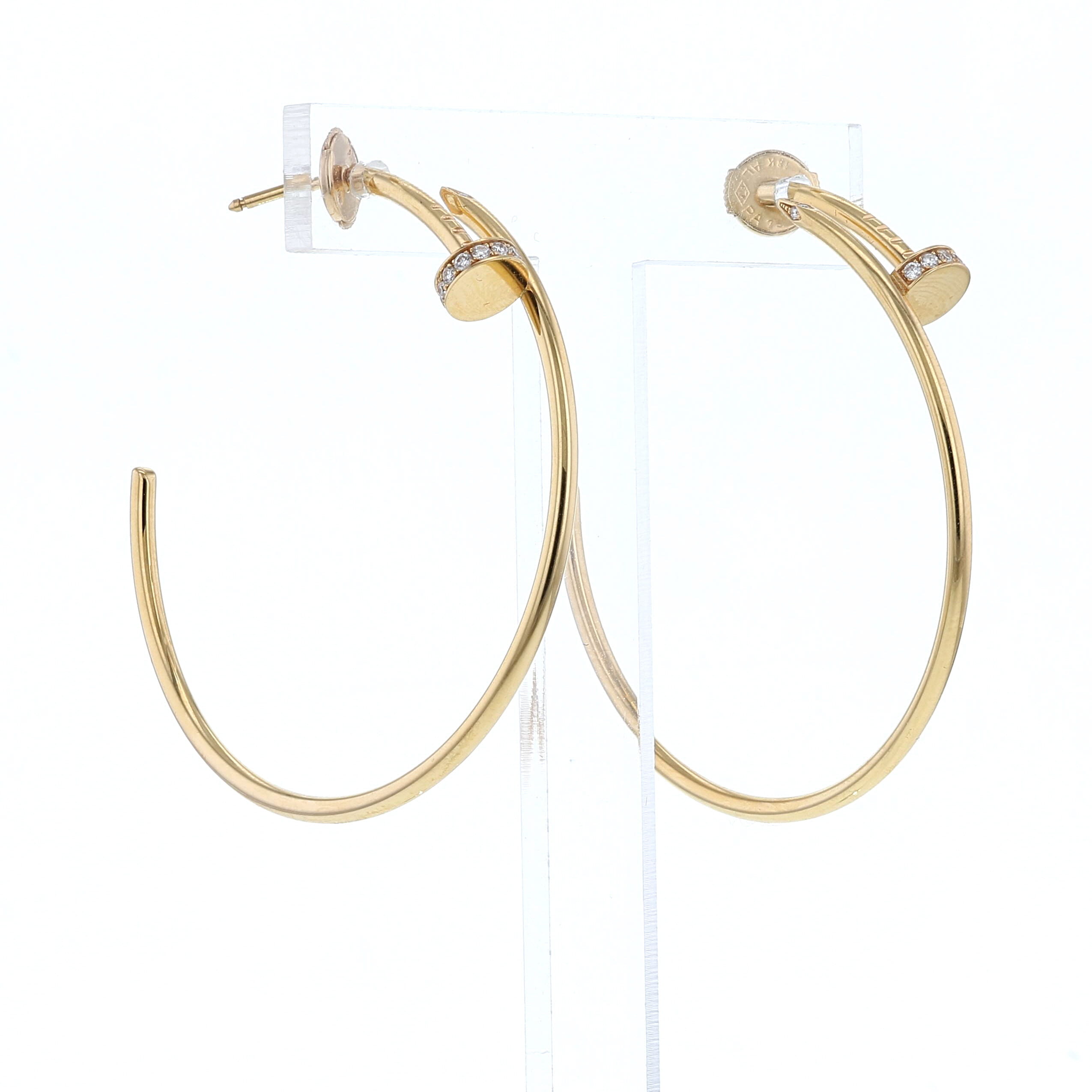 Cartier Juste un clou large model hoop earrings in pink gold and diamonds - Detail D2