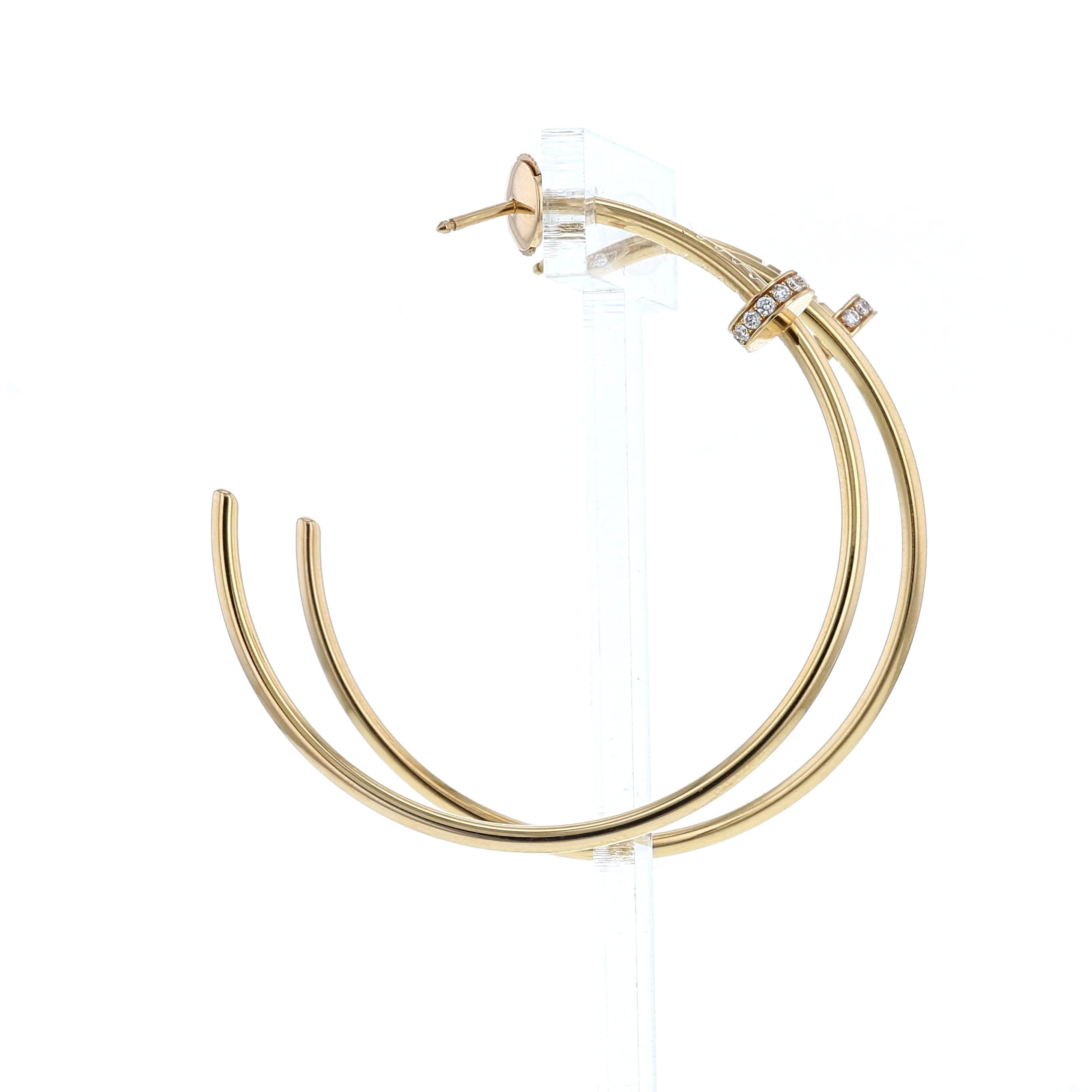 Cartier Juste un clou large model hoop earrings in pink gold and diamonds - Detail D3