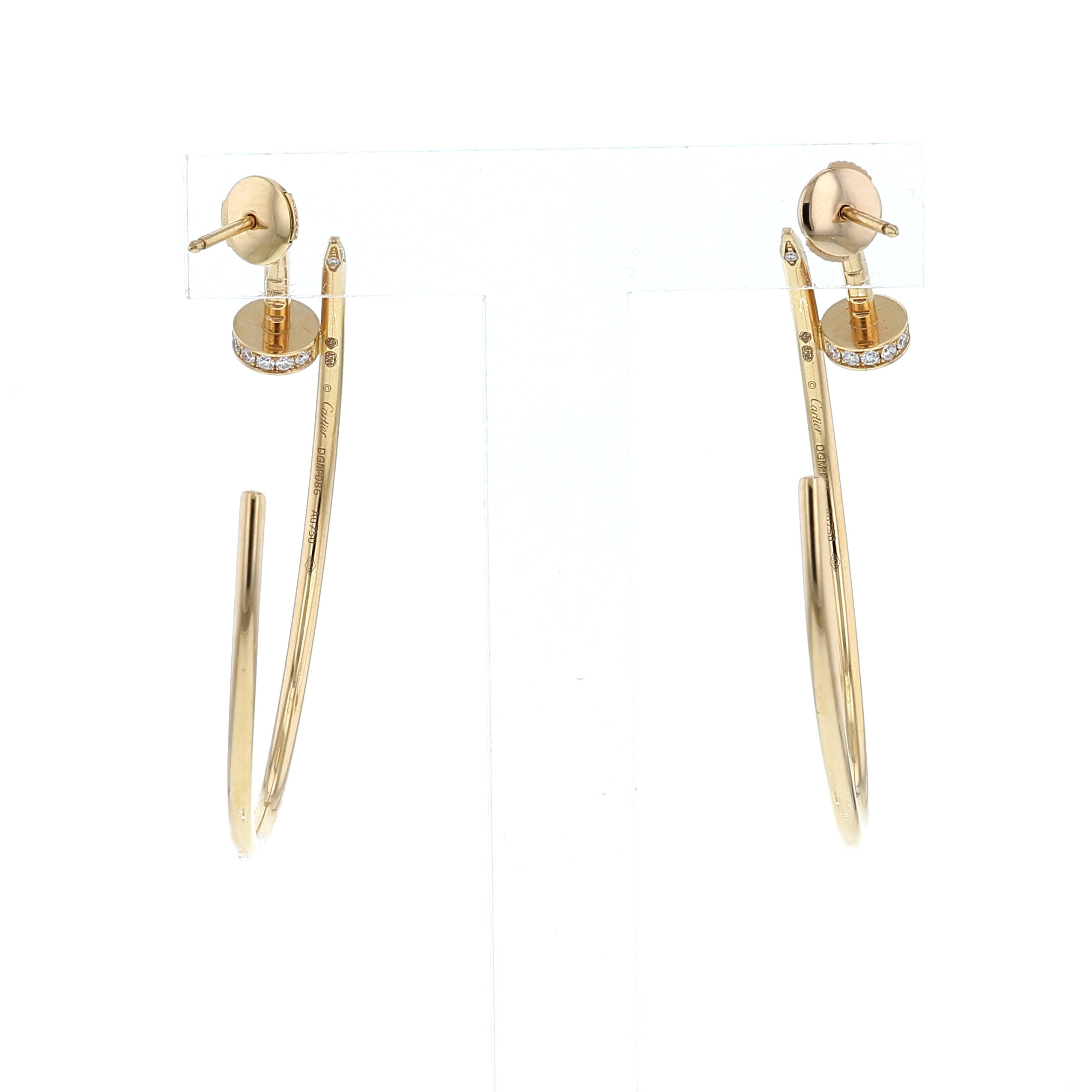 Orecchini a cerchio Cartier Juste un clou modello grande in oro rosa e diamanti - Detail D4