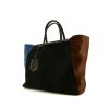 Fendi 2 Jours handbag in blue, black and brown tricolor foal and brown leather - 00pp thumbnail
