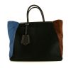Fendi 2 Jours handbag in blue, black and brown tricolor foal and brown leather - 360 thumbnail