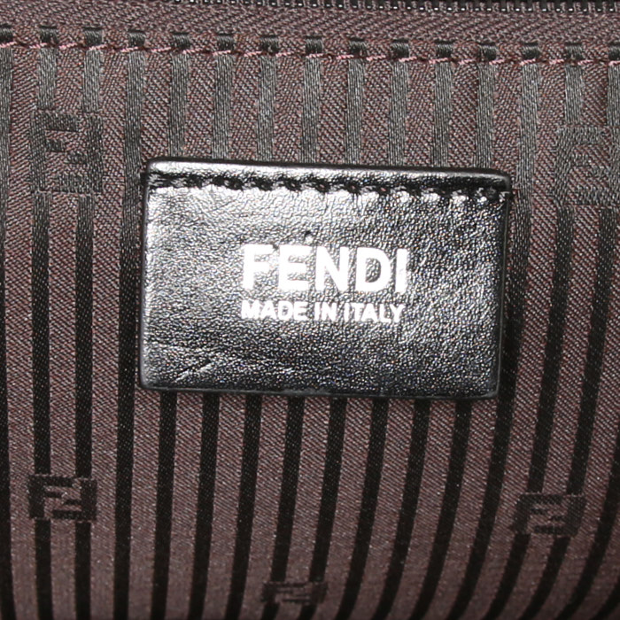 Sac à main Fendi 2 Jours en poulain tricolore bleu noir et marron et cuir marron - Detail D3