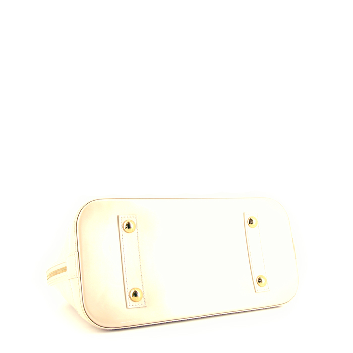 Sac à main Louis Vuitton Alma en cuir monogram empreinte blanc - Detail D4