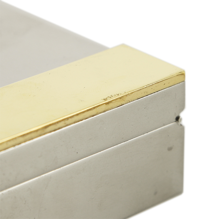 Hermès, boîte de la série "H", en métal nickelé et laiton, signée, du début des années 1980 - Detail D3