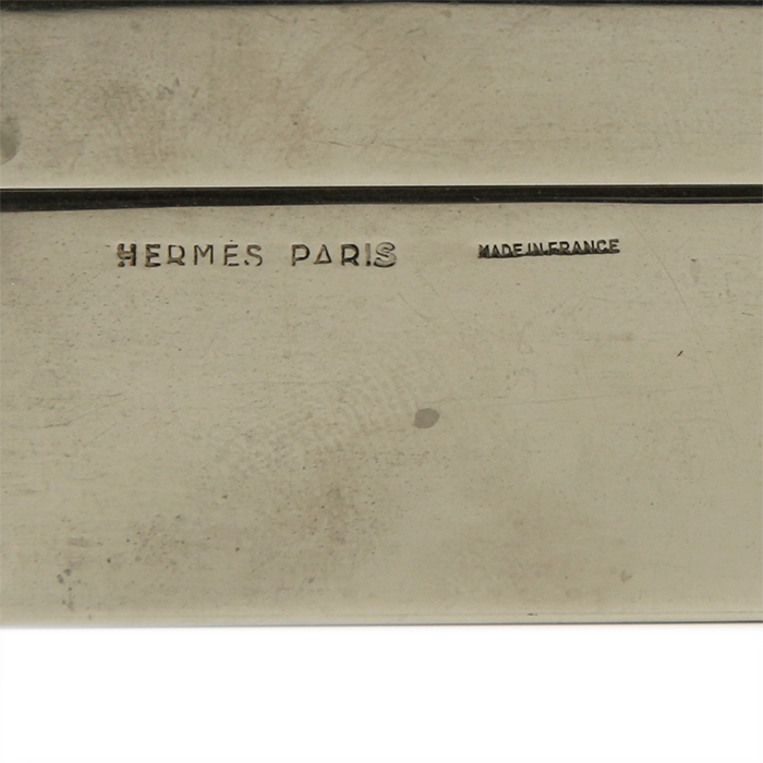 Hermès, boîte de la série "H", en métal nickelé et laiton, signée, du début des années 1980 - Detail D4