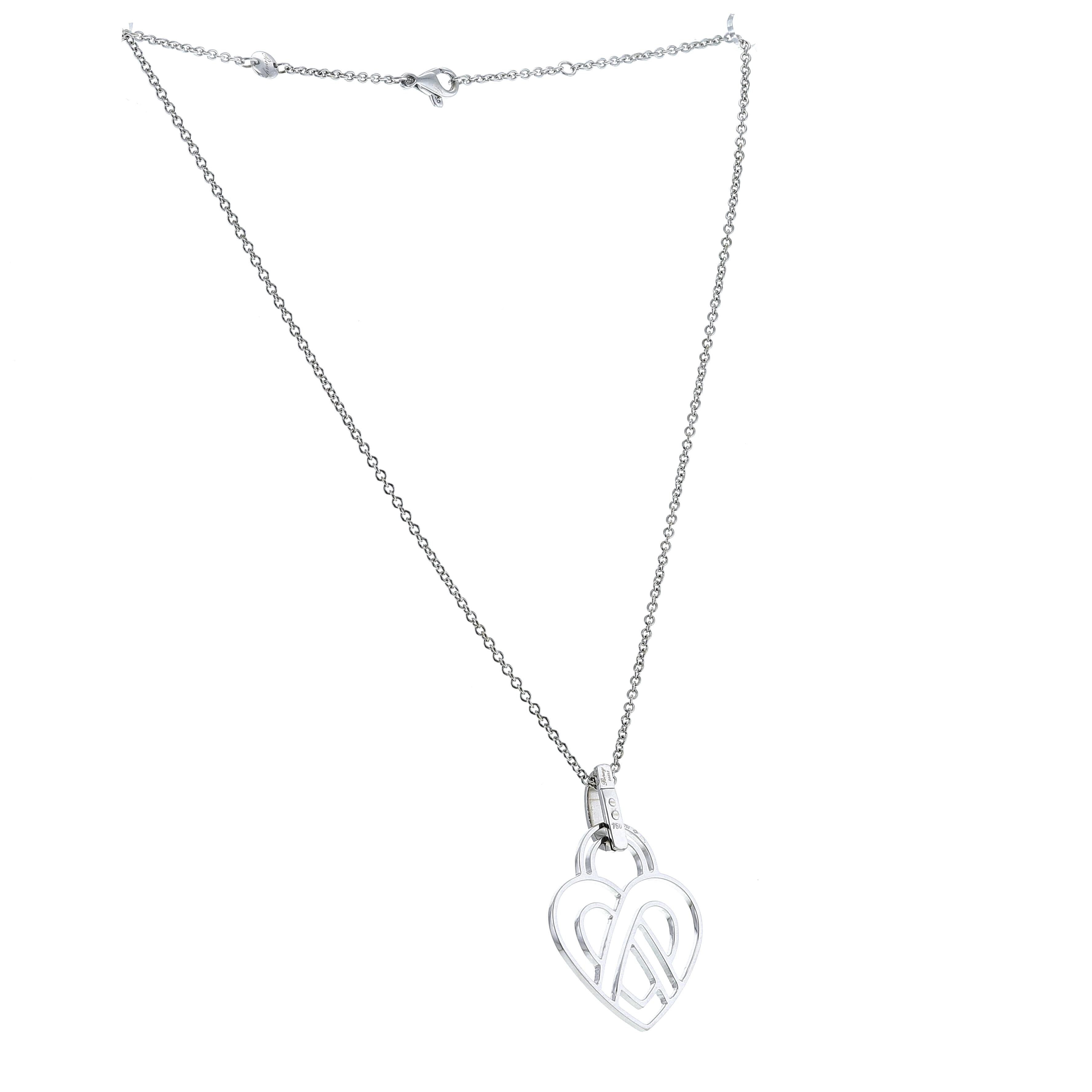 Collana Poiray Coeur Entrelacé modello grande in oro bianco e diamanti - Detail D2