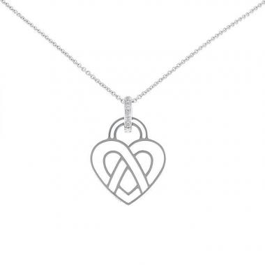 Collana Poiray Coeur Entrelacé modello grande in oro bianco e diamanti Collana Poiray Coeur Entrelacé modello grande in oro bianco e diamanti