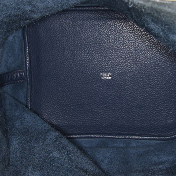 Sac à main Hermes Picotin 22 cm en cuir togo bleu - Detail D2