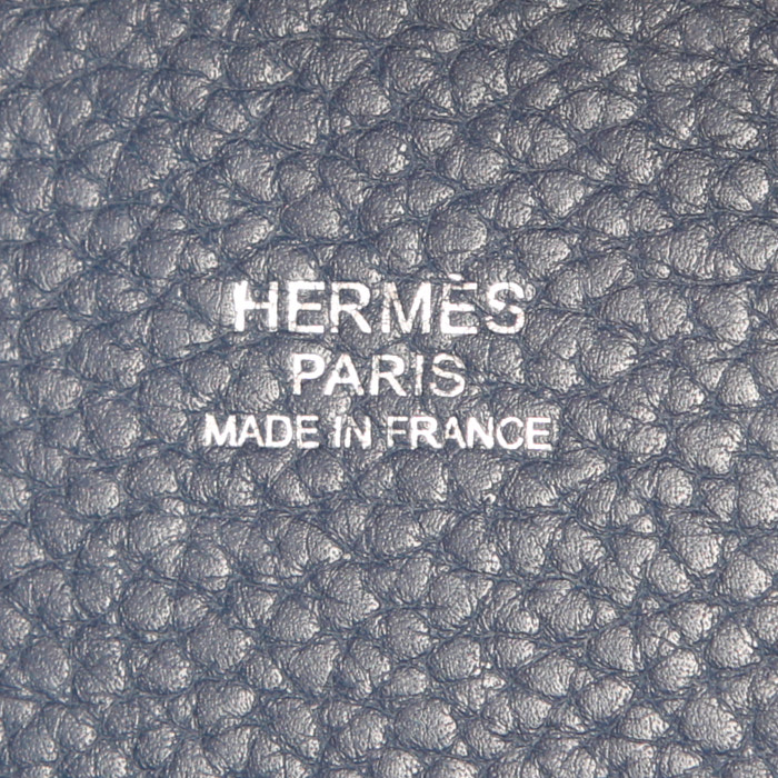 Sac à main Hermes Picotin en cuir togo bleu - Detail D3