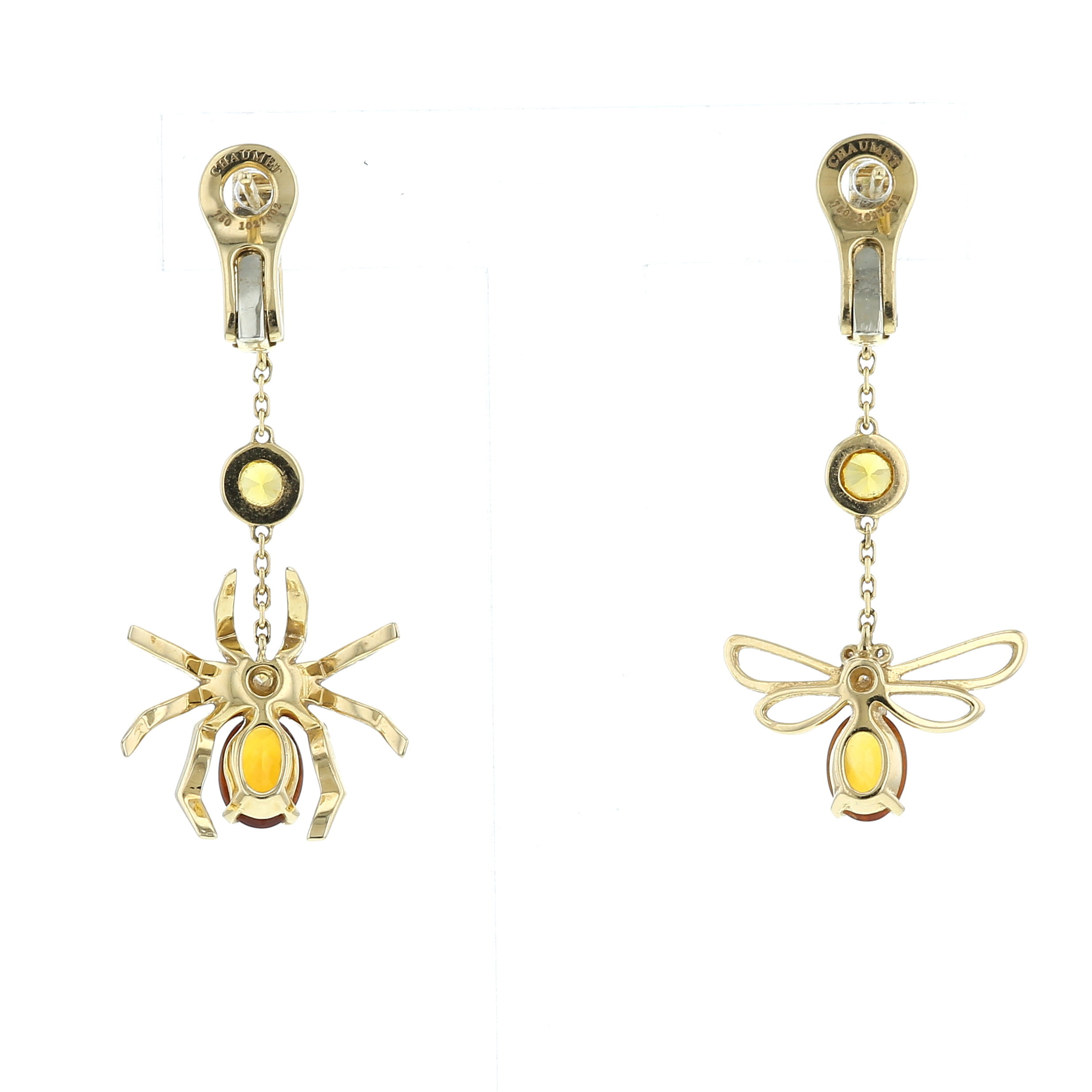Chaumet Attrape Moi Si Tu M'Aimes earrings in yellow gold, diamonds, citrines and sapphires - Detail D2