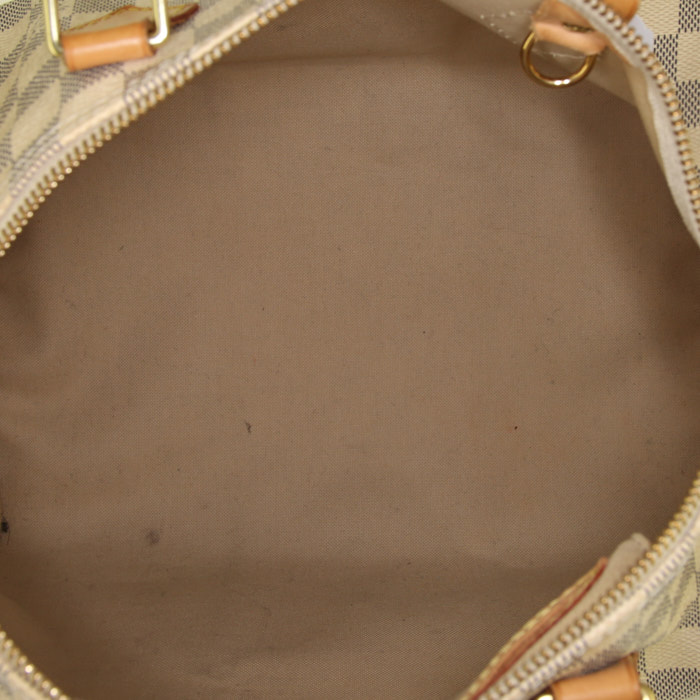 Sac à main Louis Vuitton Speedy 30 en toile damier azur et cuir naturel - Detail D2