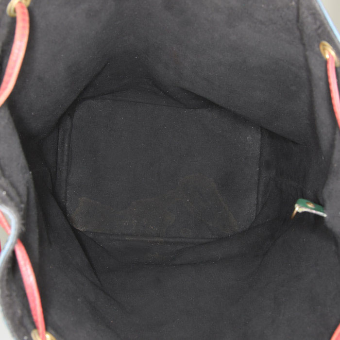 Sac à main Louis Vuitton grand Noé en cuir épi bleu vert et rouge - Detail D2