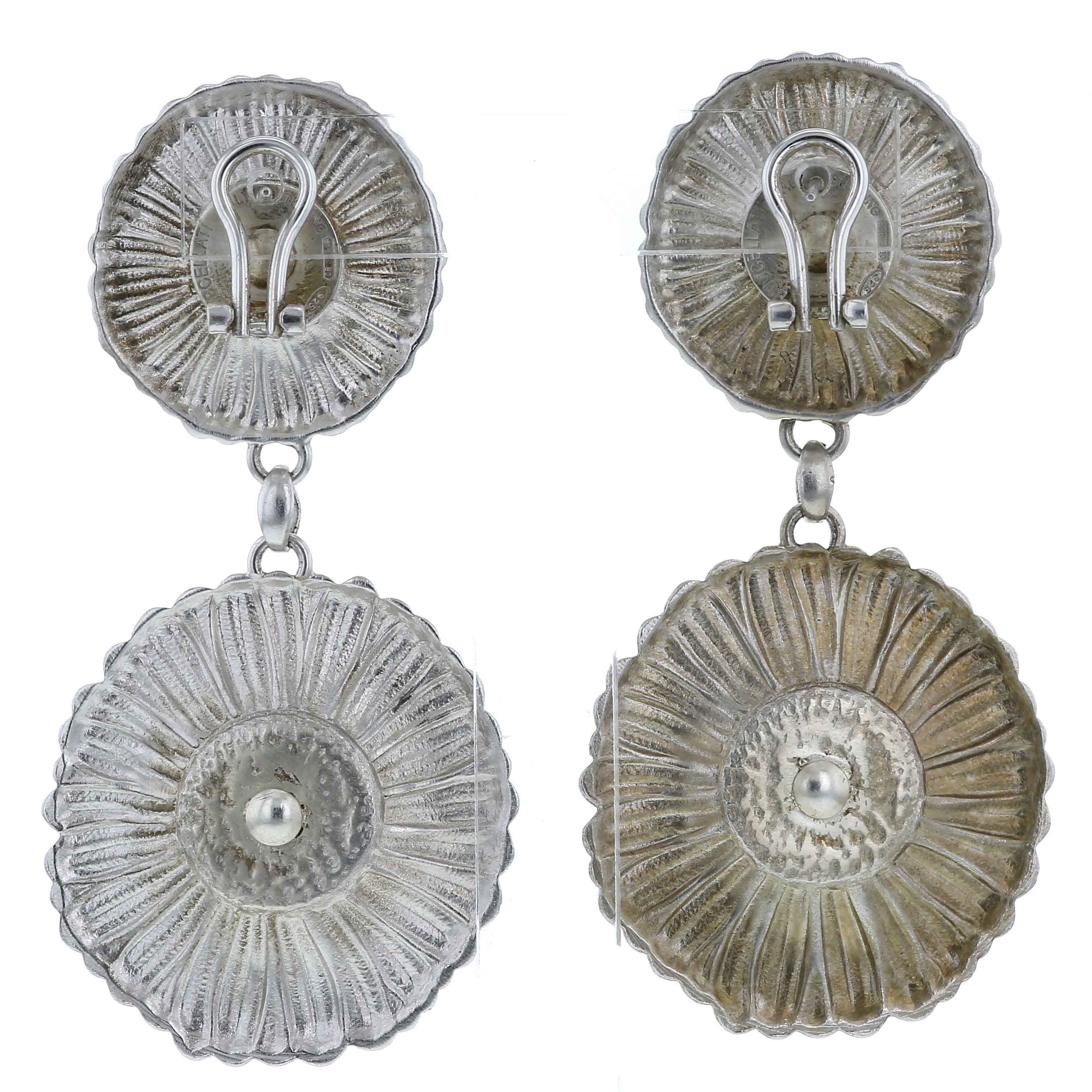 Pendientes Buccellati Blossom Daisy en plata,  plata dorada y diamantes color coñac - Detail D3