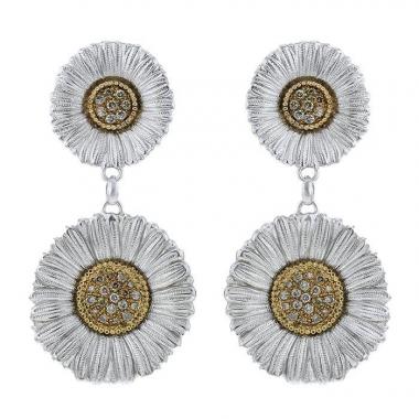 Buccellati Blossom Daisy earrings in silver,  vermeil and diamonds