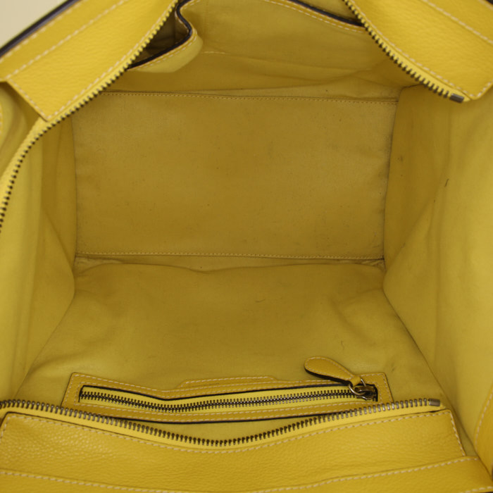 Borsa Celine Luggage mini in pelle martellata gialla - Detail D2