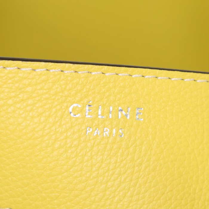 Borsa Celine Luggage mini in pelle martellata gialla - Detail D3