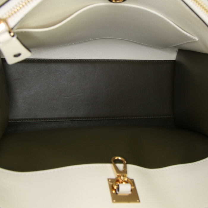 Borsa Louis Vuitton Steamer Bag modello piccolo in pelle verde kaki beige e nera - Detail D3