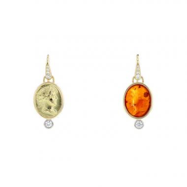 Maison Auclert Intailles & Impressions earrings in yellow gold, diamonds and cornelian