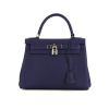 Bolso de mano Hermès Kelly 28 cm en cuero togo azul oscuro - 360 thumbnail