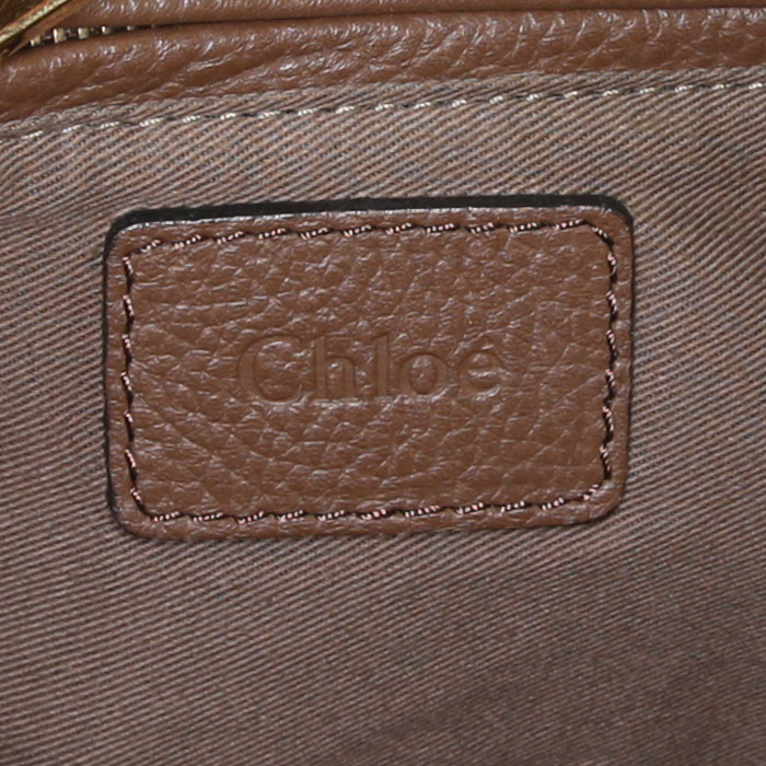 Bolso de mano Chloé Marcie en piel de pitón de color marrón glacial y cuero marrón - Detail D3