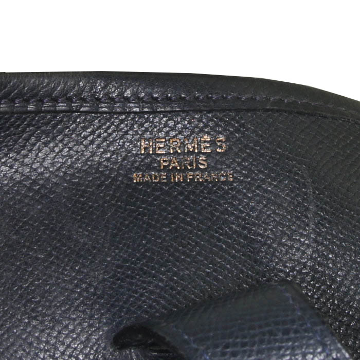 Hermes Evelyne small model shoulder bag in blue epsom leather - Detail D3