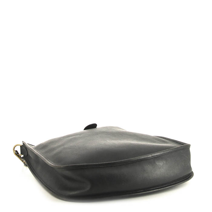 Sac bandoulière Hermes Evelyne petit modèle en cuir epsom bleu - Detail D4