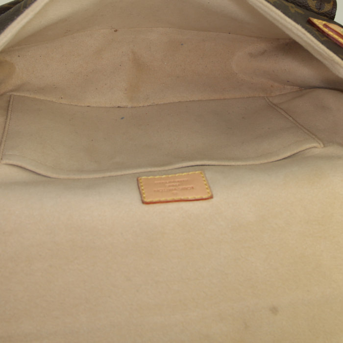 Borsa Louis Vuitton Hudson in tela monogram marrone e pelle naturale - Detail D2