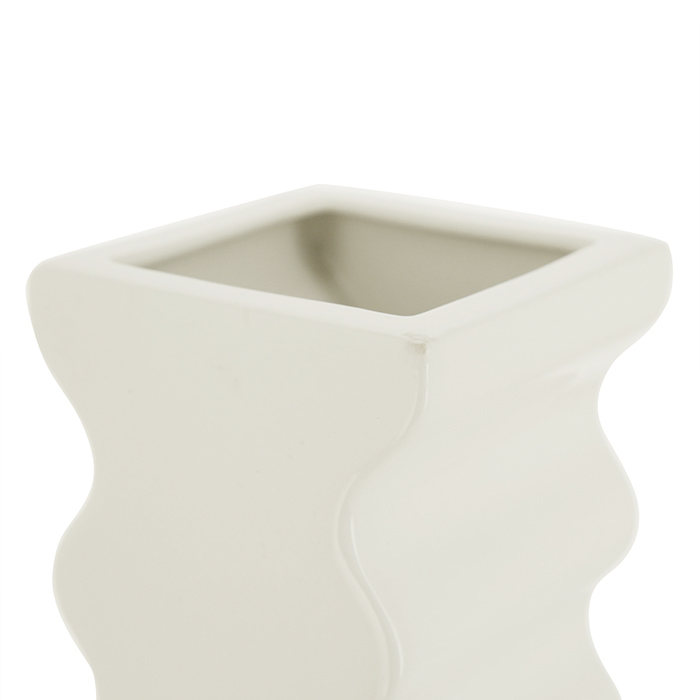 Ettore Sottsass, sculpture vase "629" from the "Wave" series, in white enameled ceramic, Il Sestante edition, signed, designed in 1969 - Detail D4