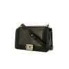 Chanel Boy shoulder bag in black quilted leather and black lizzard - 00pp thumbnail