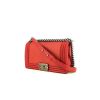 Chanel Boy shoulder bag in red quilted leather and red lizzard - 00pp thumbnail