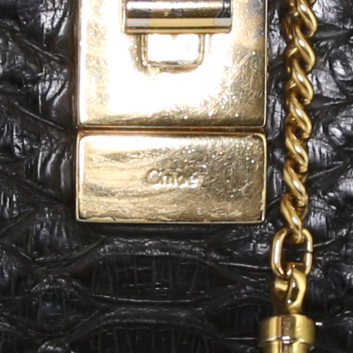 Sac bandoulière Chloé Drew en python noir - Detail D3