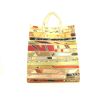 Shopping bag Hermès Cas du Sac modello piccolo in materiale sintetico bianco sporco e seta multicolore - 360 thumbnail