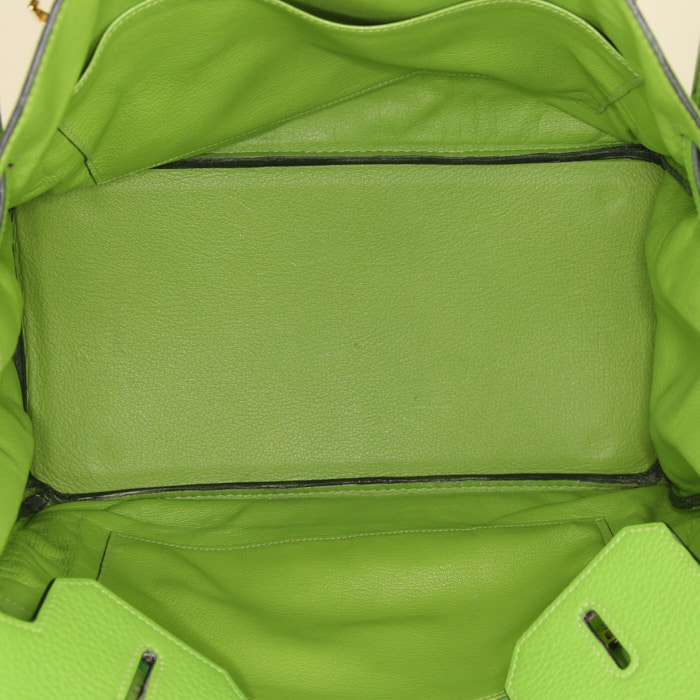 Hermes Birkin 35 cm handbag in green Granny togo leather - Detail D2