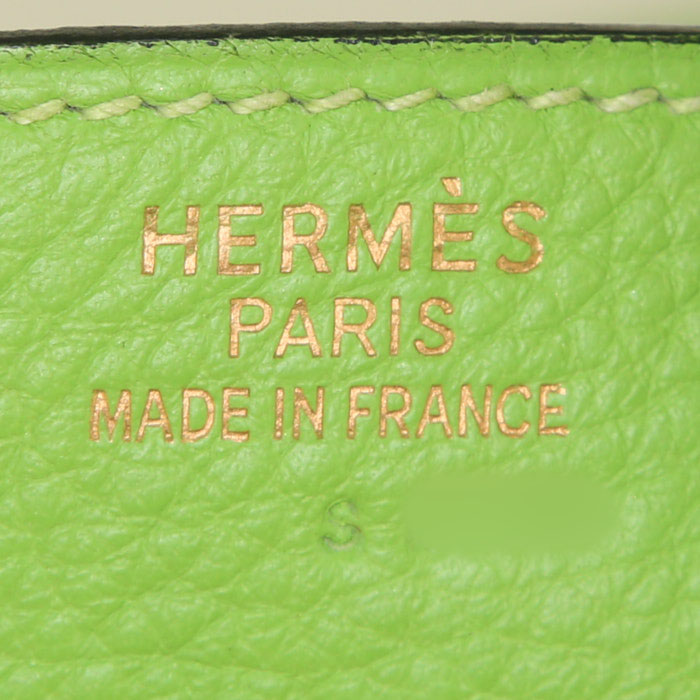 Sac à main Hermes Birkin 35 cm en cuir togo vert Granny - Detail D3