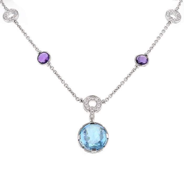 Bulgari Parentesi Cocktail necklace in white gold,  topaz and amethyst - 00pp