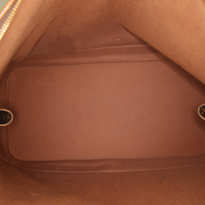Bolsa de viaje Louis Vuitton Alma en lona Monogram marrón y cuero natural - Detail D2