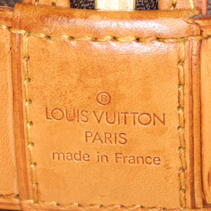Bolsa de viaje Louis Vuitton Alma en lona Monogram marrón y cuero natural - Detail D3