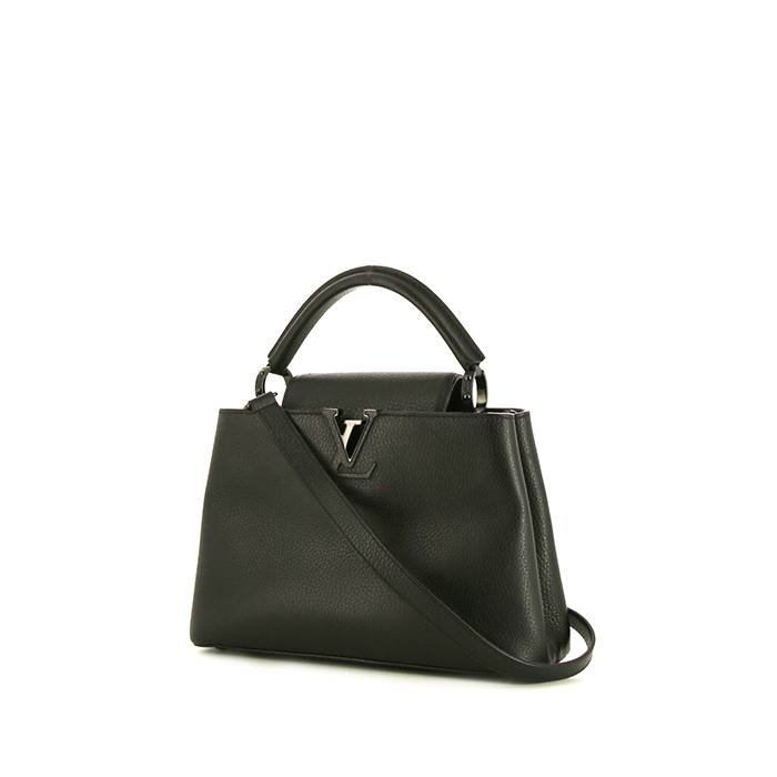 Louis Vuitton Capucines BB handbag in black grained leather - 00pp
