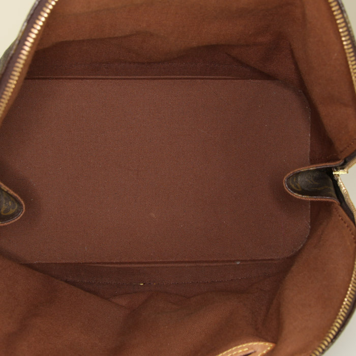 Bolso de mano Louis Vuitton Alma modelo pequeño en lona Monogram marrón y cuero natural - Detail D2