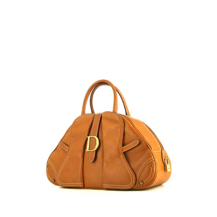 Bolso de mano Dior Saddle Bowler en cuero color oro