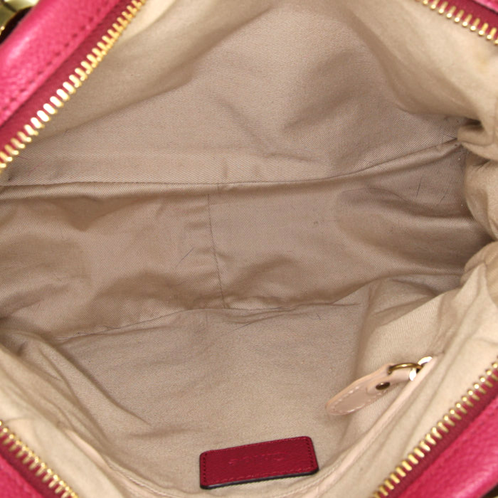 Chloé Paraty handbag in pink grained leather - Detail D3