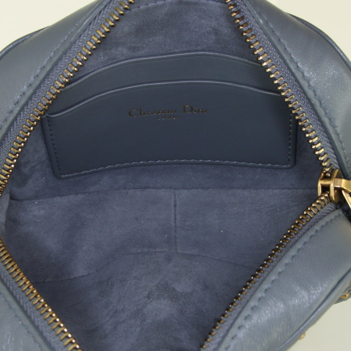 Dior Camera handbag in grey blue leather cannage - Detail D2