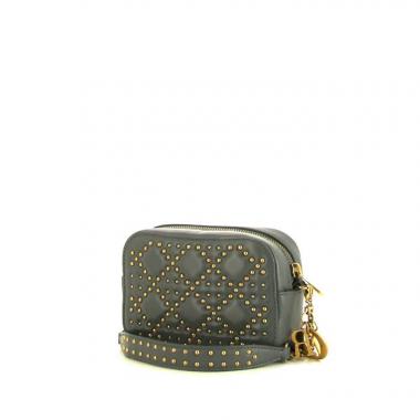 Bolso de mano Dior Camera en cuero cannage azul gris
